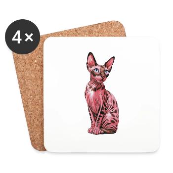 Sphynx Cat pour les amoureux des chats - Dessous de verre (lot de 4) - blanc - Devant