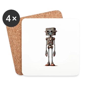 Roboterfrau - Untersetzer (4er-Set) - Weiß - Vorne