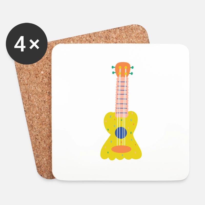 Gelbe Gitarre - Untersetzer (4er-Set) - Weiß