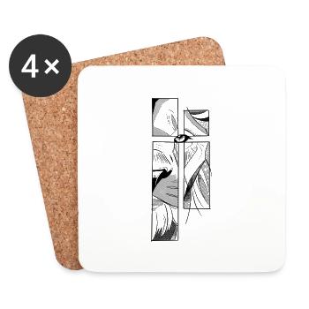 Lion géométrique - Dessous de verre (lot de 4) - blanc - Devant