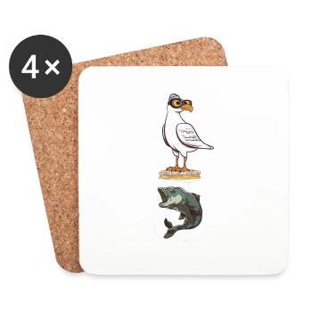 Mouette Mouettes Poisson Poisson Mouette Maritime - Dessous de verre (lot de 4) - blanc - Devant