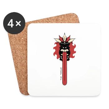 Tiki langue - Dessous de verre (lot de 4) - blanc - Devant