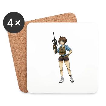 Gun Girl - Sexy - Coasters (set of 4) - white - Front