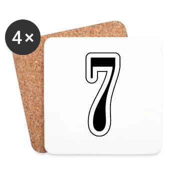 7 Symbole numérique - Dessous de verre (lot de 4) - blanc - Devant