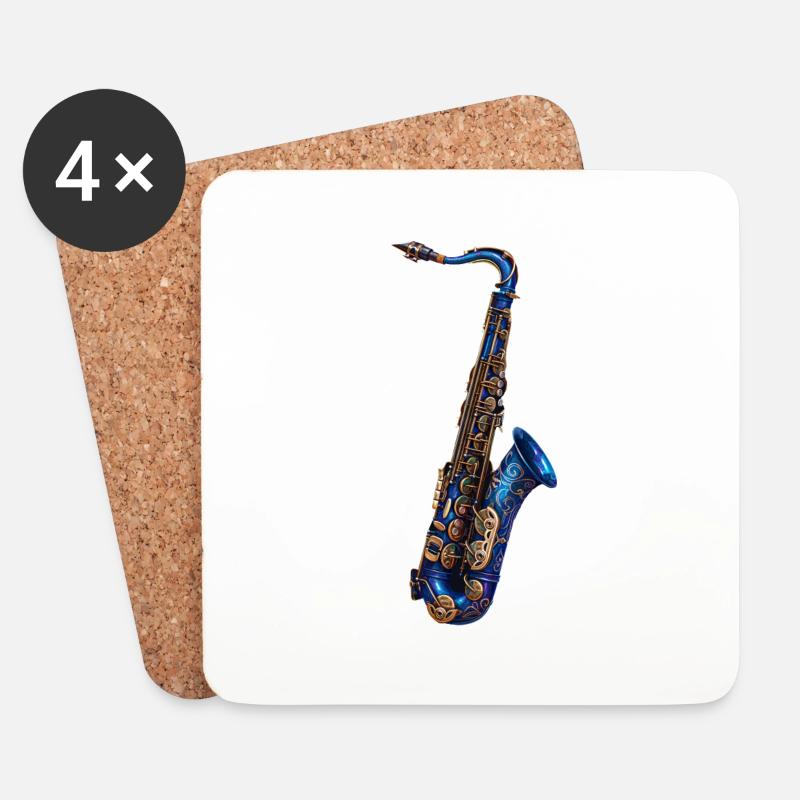 Saxophone - Dessous de verre (lot de 4) - blanc