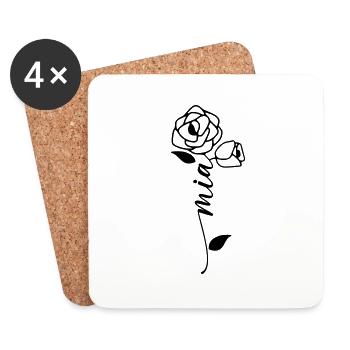 Mia Surname First Name Name Flower - Coasters (set of 4) - white - Front