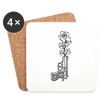 fleur de pistolet - Dessous de verre (lot de 4) - blanc - Devant