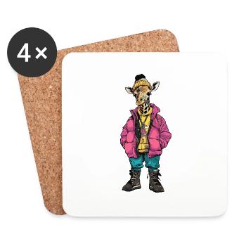 Giraffe Lustig Winter - Untersetzer (4er-Set) - Weiß - Vorne