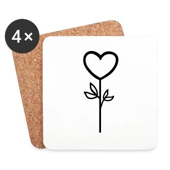 Pink Flower - Coasters (set of 4) - white - Front