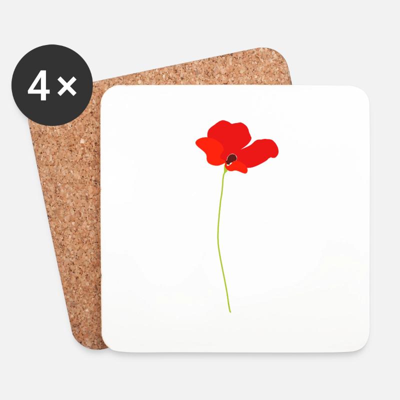 Mohnblume - Untersetzer (4er-Set) - Weiß