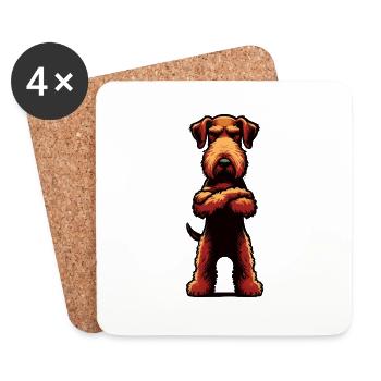 Airedale Terrier Airedales Airedaleliebhaber - Untersetzer (4er-Set) - Weiß - Vorne