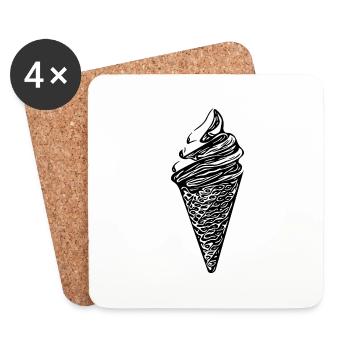 Cool soft ice cream in waffle - Coasters (set of 4) - white - Front