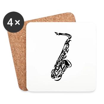 Saxophone - saxophone un instrument à vent - Dessous de verre (lot de 4) - blanc - Devant