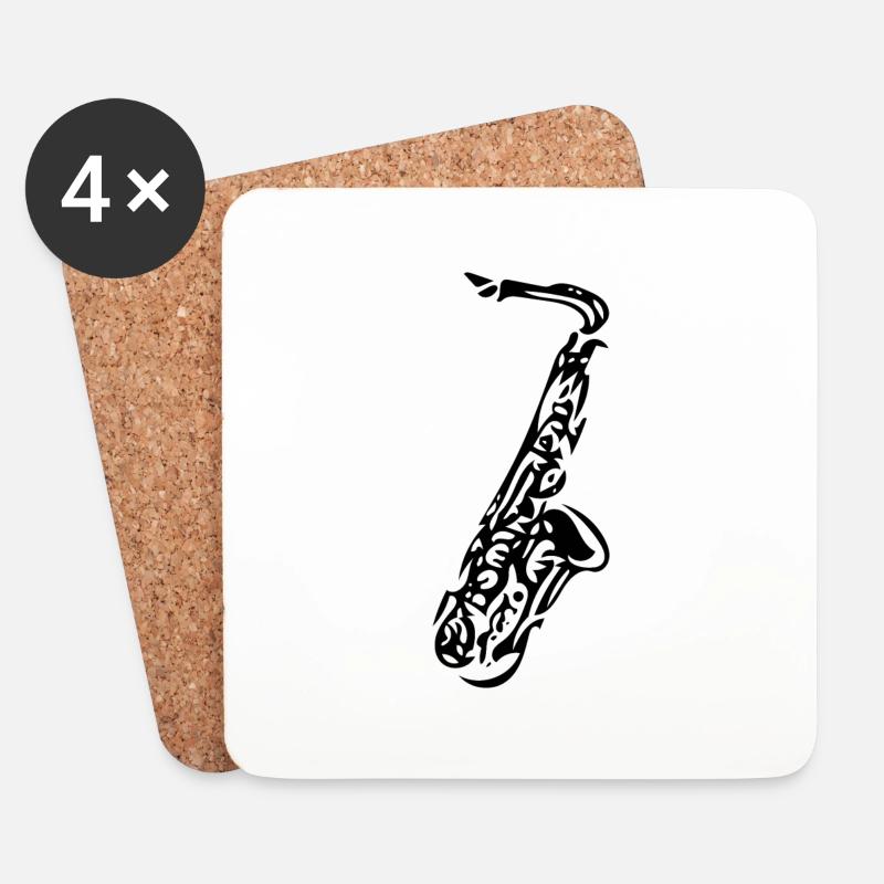 Saxophon - Saxofon ein Holzblasinstrument - Untersetzer (4er-Set) - Weiß