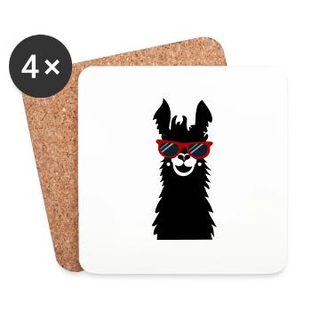 Lama mit sonnenbrille Cool Vektor - Untersetzer (4er-Set) - Weiß - Vorne