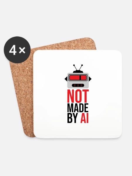 Not made by AI - Untersetzer (4er-Set) - Weiß