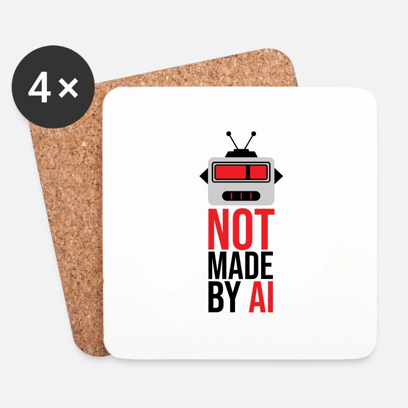 Not made by AI - Untersetzer (4er-Set) - Weiß