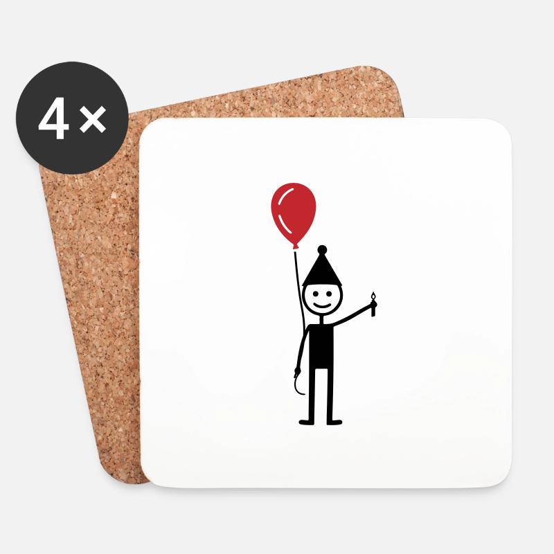Geburtstag Ballon - Untersetzer (4er-Set) - Weiß