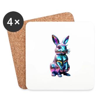 Bunny Rainbow - Untersetzer (4er-Set) - Weiß - Vorne