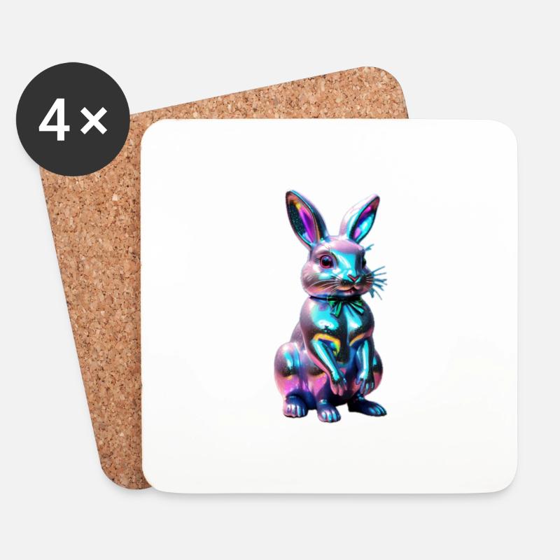 Bunny Rainbow - Untersetzer (4er-Set) - Weiß