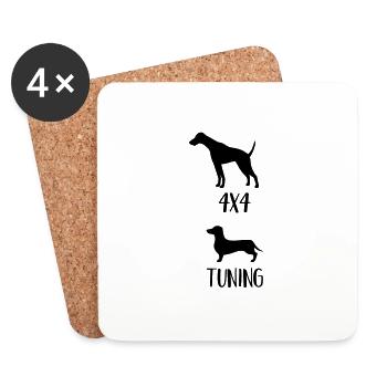 4x4 Dachshund - Coasters (set of 4) - white - Front