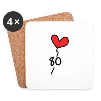 EIGHTY YEARS OLD. anniversary. HAPPY BIRTHDAY. HAPPY ANNIV - Coasters (set of 4) - white - Front
