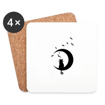 CAT ON MOON - Coasters (set of 4) - white - Front