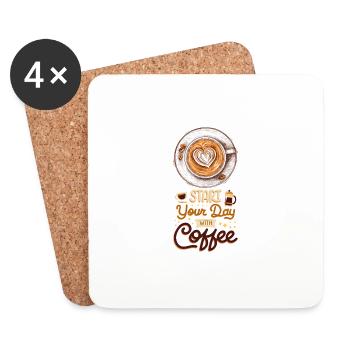Kaffee Kaffeeliebhaber Kaffeetasse Barista Vintage - Untersetzer (4er-Set) - Weiß - Vorne