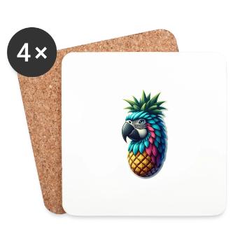 Perroquet ananas - Dessous de verre (lot de 4) - blanc - Devant