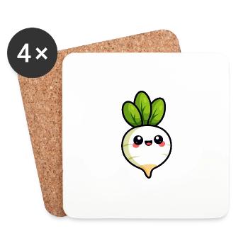 Radis / Légumes - Dessous de verre (lot de 4) - blanc - Devant