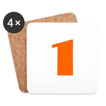 1 AN. 1er ANNIVERSAIRE. ANNIVERSAIRE 1 AN. 1. UN - Dessous de verre (lot de 4) - blanc - Devant