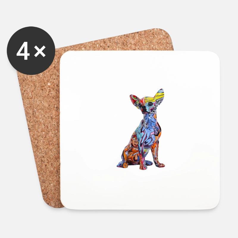 Hund Graffiti - Untersetzer (4er-Set) - Weiß
