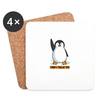 Parlez à Penguins Wildlife Rehabilitator - Dessous de verre (lot de 4) - blanc - Devant