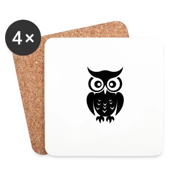 Chouette - Dessous de verre (lot de 4) - blanc - Devant