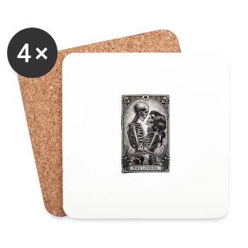 Die Liebenden Skelett Gothic Tarot Kunst - Untersetzer (4er-Set) - Weiß - Vorne