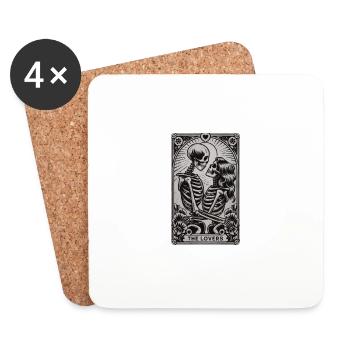 The Lovers Skeletons Gothic Tarot Card Style - Coasters (set of 4) - white - Front