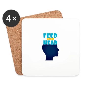 Feed your head - füttere Deinen Kopf - Coasters (set of 4) - white - Front