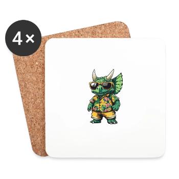 Dinosaur triceratops Comic Holiday - Coasters (set of 4) - white - Front