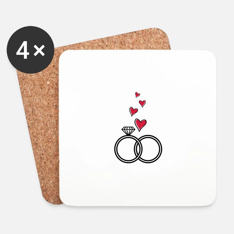 eheringe herz hochzeit ringe married - Untersetzer (4er-Set) - Weiß