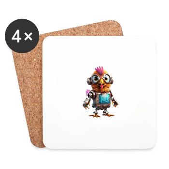 Robo Poulet - Dessous de verre (lot de 4) - blanc - Devant