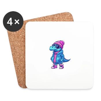 Dinosaurier brontosaurus Winter Comic - Untersetzer (4er-Set) - Weiß - Vorne