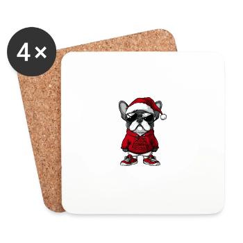 French Bulldog Dog Christmas - Coasters (set of 4) - white - Front