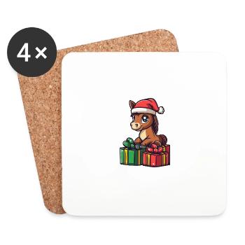 Pferd Weihnachten Comic Geschenke - Untersetzer (4er-Set) - Weiß - Vorne
