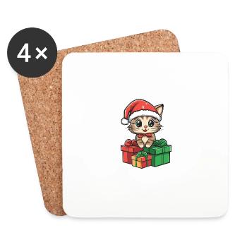 Cat Christmas Comic Gifts - Coasters (set of 4) - white - Front