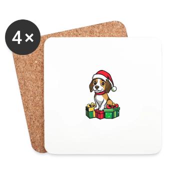 Beagle Hund Weihnachten Comic Geschenke - Untersetzer (4er-Set) - Weiß - Vorne