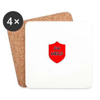 Du Held Schild - Untersetzer (4er-Set) - Weiß - Vorne