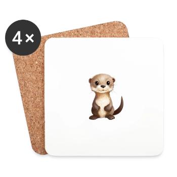 Petits sourires de loutre mignons - pour les bébés et les enfants - Dessous de verre (lot de 4) - blanc - Devant