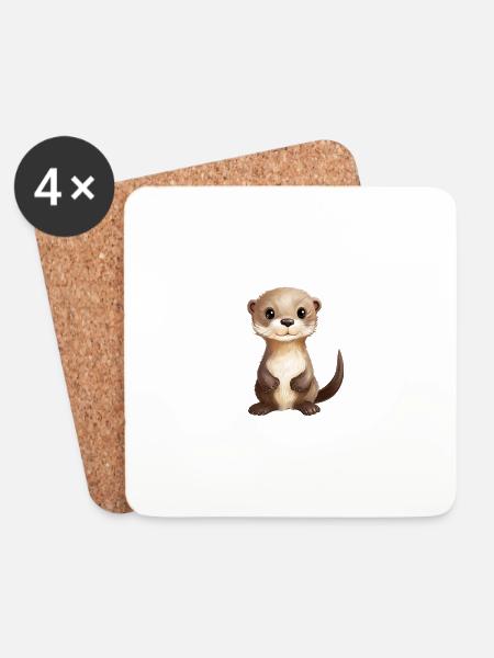 Kleiner süßer Otter lächelt - für Babys und Kinder - Untersetzer (4er-Set) - Weiß