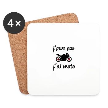 t-shirt j'peux pas j'ai moto - Dessous de verre (lot de 4) - blanc - Devant