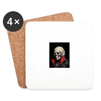 Crâne de Skelly - Dessous de verre (lot de 4) - blanc - Devant